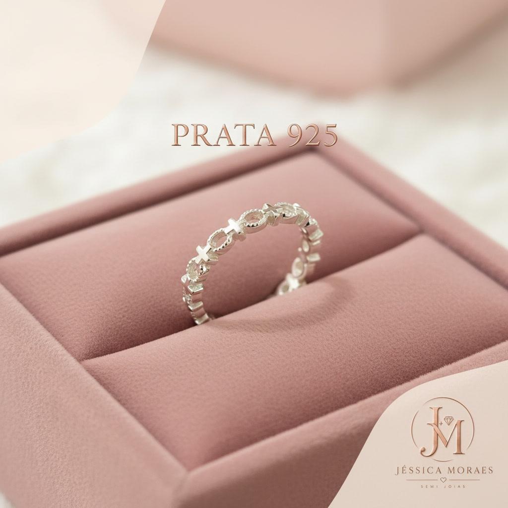 Anel Corrente Cruz Prata 925
