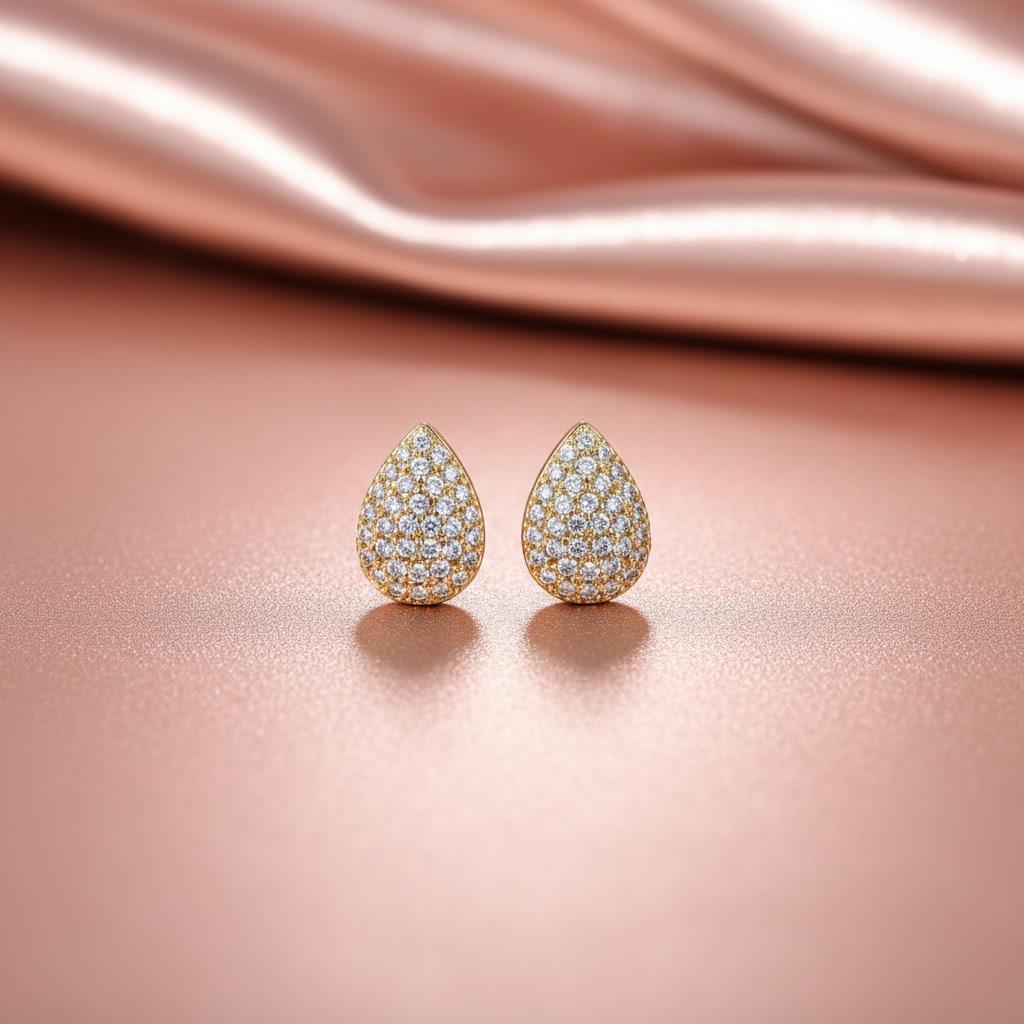 Brinco Gota Cravejada Dourado
